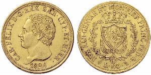 80 Lira Italian city-states Oro Carlos Félix de Cerdeña