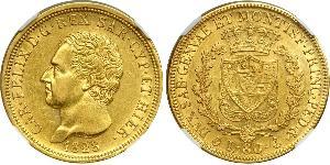 80 Lira Italian city-states Oro Carlo Felice di Savoia