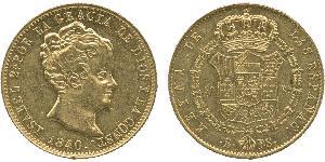 80 Real Spain Gold Isabella II of Spain (1830- 1904)