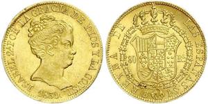 80 Real Spanien Or Isabella II of Spain (1830- 1904)