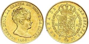 80 Real Spanien Or Isabella II of Spain (1830- 1904)