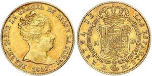 80 Real Spanien Or Isabella II of Spain (1830- 1904)