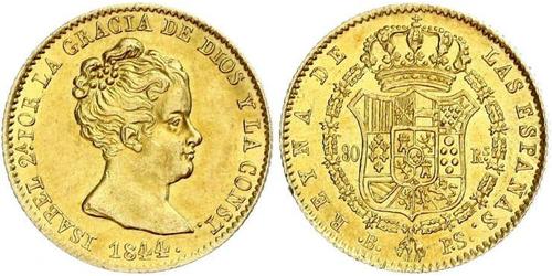 80 Real Spanien Or Isabella II of Spain (1830- 1904)