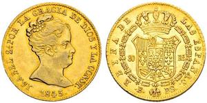 80 Real Spagna Oro Isabella II of Spain (1830- 1904)