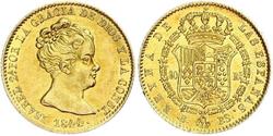 80 Реал Іспанія Золото Isabella II of Spain (1830- 1904)