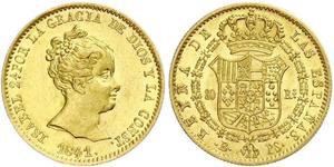 80 Реал Испания Золото Isabella II of Spain (1830- 1904)