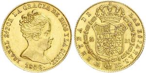 80 Реал Испания Золото Isabella II of Spain (1830- 1904)
