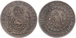 80 Рейс Бразильська імперія (1822-1889) Мідь 
