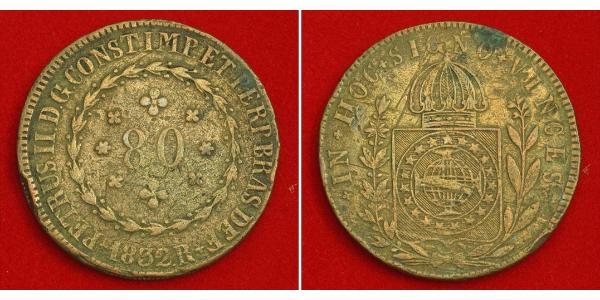 80 Рейс Бразильська імперія (1822-1889) Мідь 