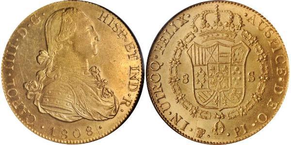 8 Escudo Bolivia Gold Charles IV of Spain (1748-1819)