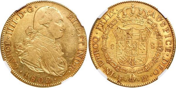 8 Escudo Bolivia Gold Charles IV of Spain (1748-1819)