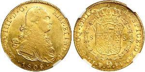 8 Escudo Bolivien Gold Karl IV (1748-1819)