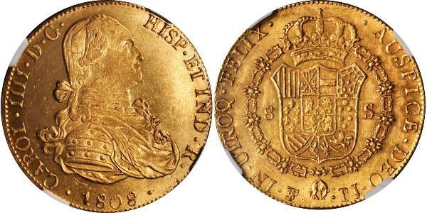 8 Escudo Bolivien Gold Karl IV (1748-1819)