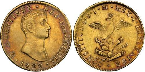 8 Escudo First Mexican Empire (1821 - 1823) Gold Agustín de Iturbide (1783 - 1824)