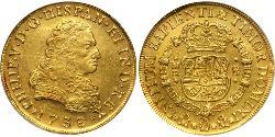 8 Escudo Spanish Mexico  / Kingdom of New Spain (1519 - 1821) Gold Philip V of Spain(1683-1746)
