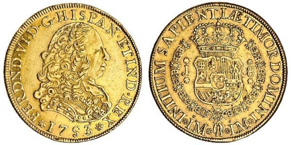 8 Escudo Peru Gold Ferdinand VI of Spain (1713-1759)