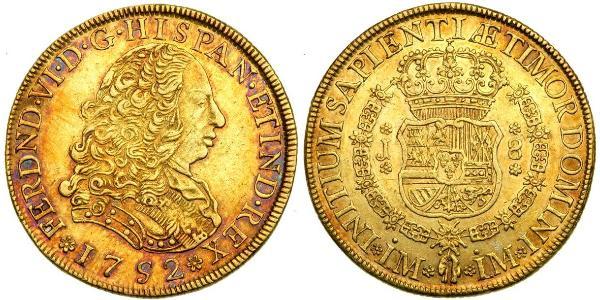 8 Escudo Peru Gold Ferdinand VI of Spain (1713-1759)