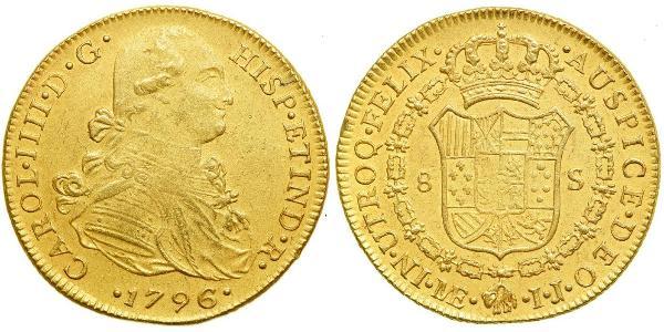 8 Escudo Peru Gold Charles IV of Spain (1748-1819)
