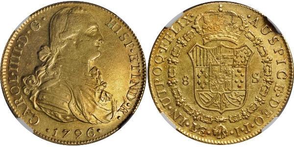 8 Escudo Peru Gold Charles IV of Spain (1748-1819)