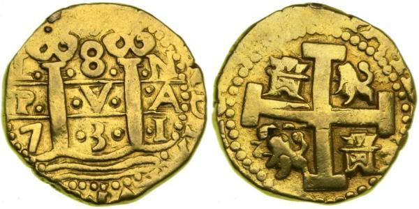 8 Escudo Peru Gold Philip V of Spain(1683-1746)