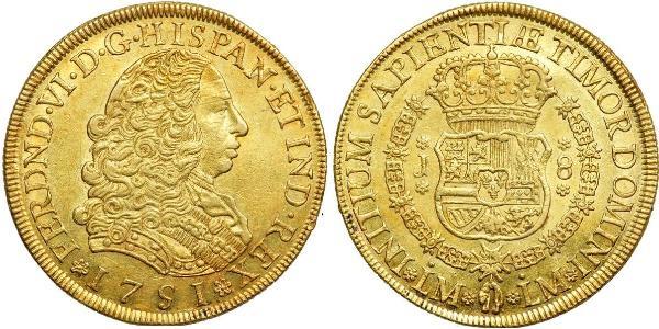 8 Escudo Peru Gold Ferdinand VI of Spain (1713-1759)