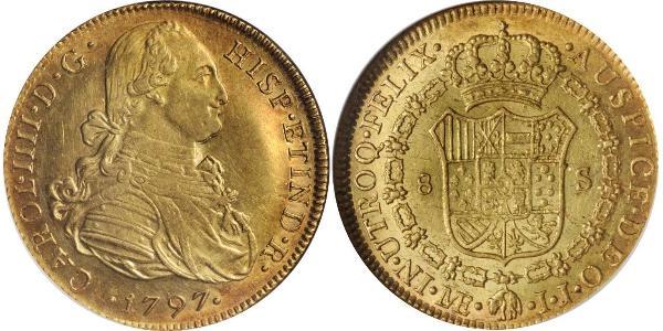 8 Escudo Peru Gold Karl IV (1748-1819)