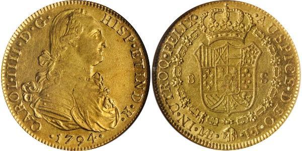 8 Escudo Peru Gold Charles IV of Spain (1748-1819)