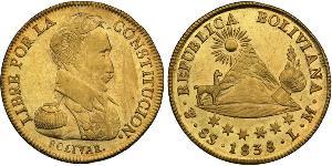 8 Escudo Plurinational State of Bolivia (1825 - ) Gold Simon Bolivar (1783 - 1830)