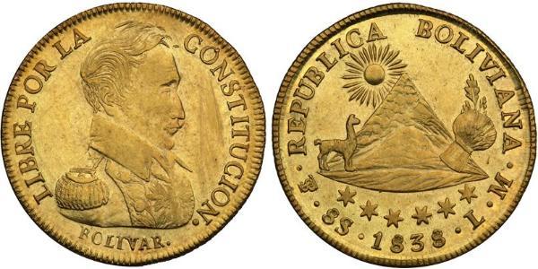 8 Escudo Plurinational State of Bolivia (1825 - ) Gold Simon Bolivar (1783 - 1830)