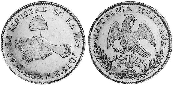 8 Escudo Second Federal Republic of Mexico (1846 - 1863) Gold 