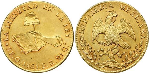 8 Escudo Second Federal Republic of Mexico (1846 - 1863) Gold 