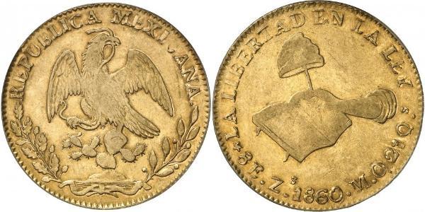 8 Escudo Second Federal Republic of Mexico (1846 - 1863) Gold 