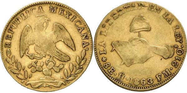 8 Escudo Second Federal Republic of Mexico (1846 - 1863) Gold 