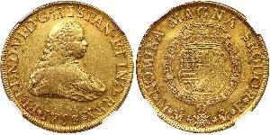 8 Escudo Spanish Mexico  / Kingdom of New Spain (1519 - 1821) Gold Ferdinand VI of Spain (1713-1759)