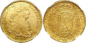 8 Escudo Spanish Mexico  / Kingdom of New Spain (1519 - 1821) Gold Charles IV of Spain (1748-1819)