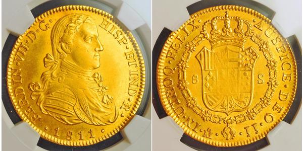 8 Escudo Spanish Mexico  / Kingdom of New Spain (1519 - 1821) Gold Ferdinand VII of Spain (1784-1833)