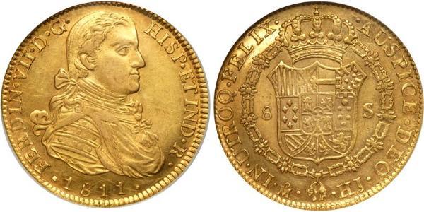 8 Escudo Spanish Mexico  / Kingdom of New Spain (1519 - 1821) Gold Ferdinand VII of Spain (1784-1833)