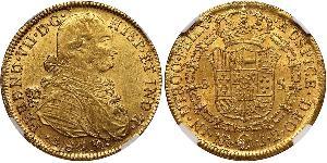 8 Escudo Viceroyalty of New Granada (1717 - 1819) Gold Ferdinand VII of Spain (1784-1833)