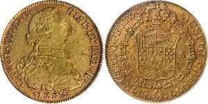 8 Escudo Viceroyalty of New Granada (1717 - 1819) Gold Charles III of Spain (1716 -1788)