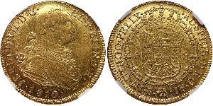 8 Escudo Viceroyalty of New Granada (1717 - 1819) Gold Ferdinand VII of Spain (1784-1833)