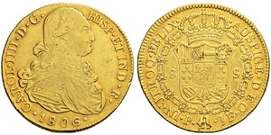 8 Escudo Viceroyalty of New Granada (1717 - 1819) Gold Charles IV of Spain (1748-1819)