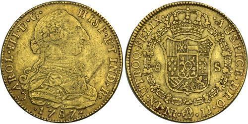 8 Escudo Viceroyalty of New Granada (1717 - 1819) Gold Charles III of Spain (1716 -1788)