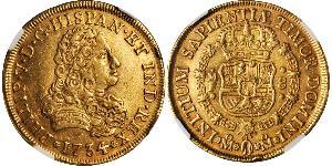 8 Escudo Vizekönigreich Neuspanien (1519 - 1821) Gold Philip V von Spanien (1683-1746)