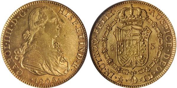 8 Escudo Vizekönigreich Neuspanien (1519 - 1821) Gold Karl IV (1748-1819)