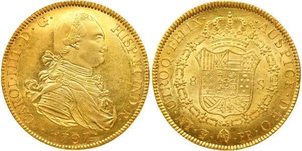 8 Escudo Bolivie Or Charles IV d