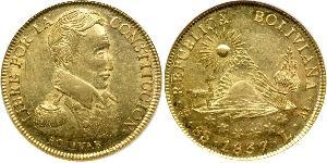 8 Escudo Bolivie (1825 - ) Or Simon Bolivar (1783 - 1830)