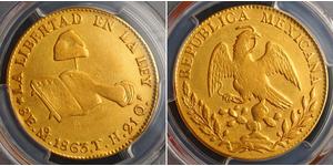 8 Escudo Second Federal Republic of Mexico (1846 - 1863) Or 