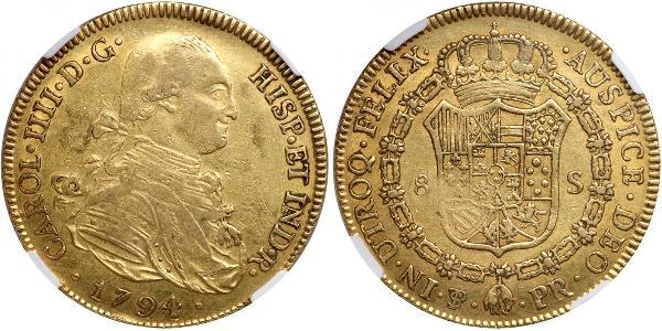 8 Escudo Bolivia Oro Carlos IV de España (1748-1819)