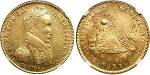 8 Escudo Bolivia (1825 - ) Oro Simon Bolivar (1783 - 1830)