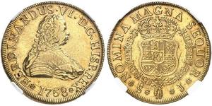 8 Escudo Chile Oro Fernando VI de España (1713-1759)